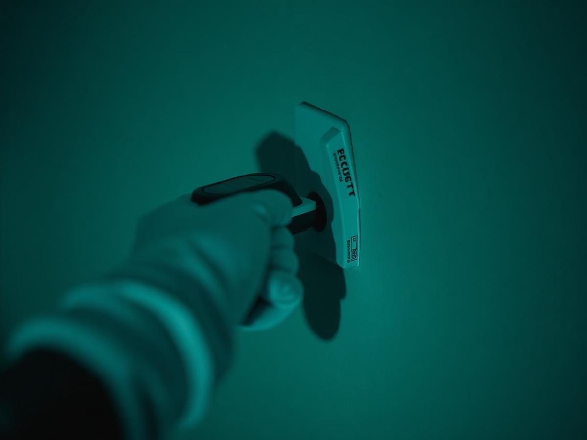 Technician using a moisture meter on a wall